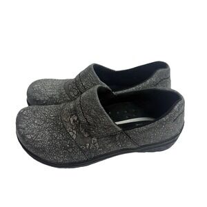 Klogs Cardiff Gray Lace Textured Slip On Clogs Women's 7.5‎ Comfort Work Shoes